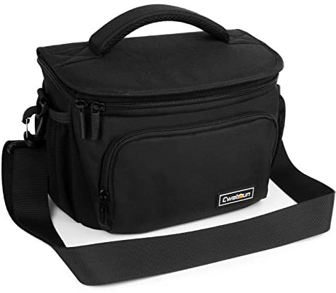 Cwatcun Sacoche pour Appareil Photo Reflex, Sacoche Photo étanche pour Appareil Photo Reflex pour Canon, Nikon, Sony, Fuji Klein DSLR/SLR et Objectif,Noir,L