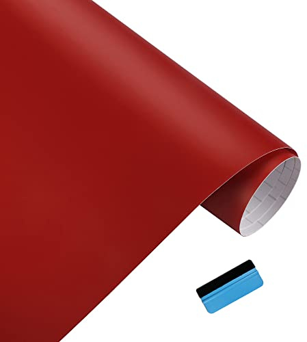 NewL Matte Vinylfolie für Autos, Aufkleber und Aufkleber, Folie, blasenfrei, Dekoration, DIY, Motorrad, Automobil, Autozubehör (rot, 30cm x 150cm) | Matte Oberfläche, Luftablasskanäle, Wärme dehnbar, wetterfest, für Auto, Motorrad & Möbel, Laptop, Telefon Dekor