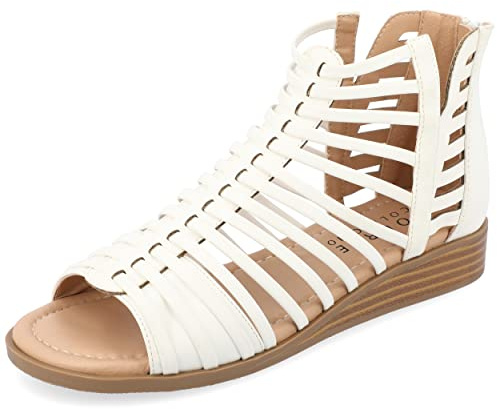 Journee Collection Women's Delilah Gladiator Sandals, White, 7.5 Wide