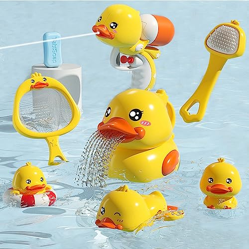 Jouet de Bain Bébé, 8 PCS Canard en Caoutchouc Jeu d'eau Jouet de Piscine , Animaux Jouets Flottants, Jouets de Baignoire pour Bebe, Jouet de Bain pour Enfant 1 2 3 4 5 6 Ans