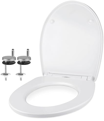 goldenwarm Oval WC Sitz Weiß Duroplast Klodeckel Toilettendeckel mit Absenkautomatik Einfache Montage Antibakteriell Klodeckel aus MDF