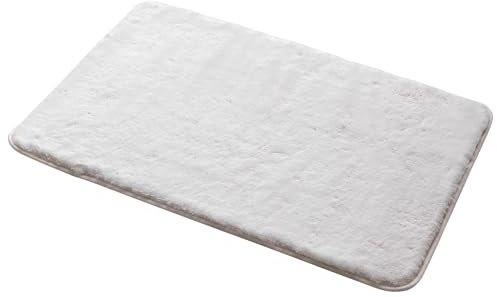 Gedy Fuzzy Alfombra de baño, Antideslizante, Poliéster, 60 x 40, Blanco, Lavable a máquina 30º, Extrasuave