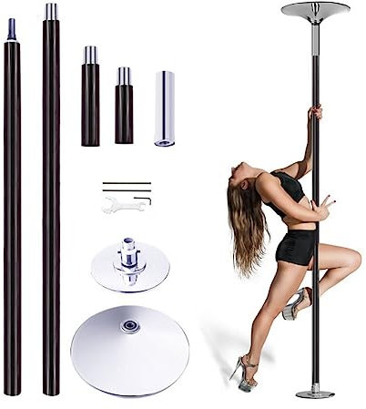 Pole Dance Stange Tanzstange aus Silikon - Verstellbare Höhe Spinnen Tanzstange für Home Club Bar Gym Übung, Komplett-Set Stripper-Stange für 2,3m–3,7m hohe Decken ( Color : Black , Size : 7.5FT-12FT/