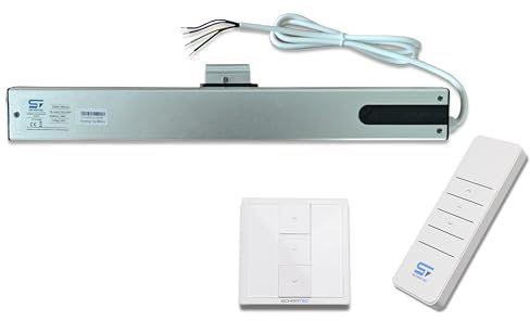 SCHARTEC Set motore per finestre, 230 V, elettrico, con interruttore e telecomando, finestra a levetta, per lucernario, catena di trasmissione a catena, aprifinestra, motore inclinabile