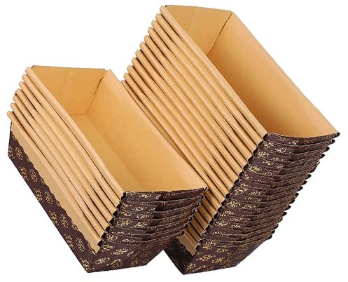 MAGICLULU Moules à Pâtisserie en Papier Rectangulaires Grosse Taille 25 Pièces, Caissettes à Pain en Papier Ondulé, Cuisson Antiadhésive Polyvalente pour Boulangerie et Pâtisserie