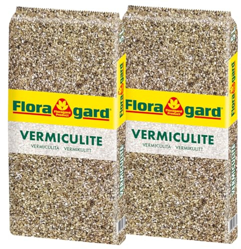Floragard Vermiculite 10 L (2×5 L, 1–2 mm) – feiner mineralischer Substratverbesserer zur Bodenlockerung, Drainage & Wasserspeicherung – ideal für Anzucht, Aussaat, Keimlinge