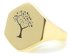 Lebensbaum Siegelring - Gravierter Baum Ring - Personalisierter Ring - Familienbaum Ring - Sechseck Ring