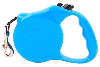Einziehbare Hundeleine 3 Meter mit Einhand Arretierung aus Kunststoff | Blau, für Hunde bis 8kg, Ergonomisches Design, Geeignet für Hund und Katze