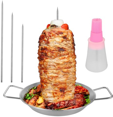 Brochette Verticale Four, Brochette Al Pastor en Acier Inoxydable pour Grill Support Rotissoire Verticale Brochette Brésilien pour Barbecue pour Tacos Al Pastor Shawarma Poulet Grill Extérieur