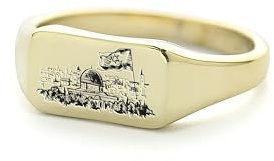 ANEMONE JEWELRY Jerusalem Gold Siegelring - Gravierter Jerusalem Ring - Custom Skyline Ring - Jüdischer Schmuck