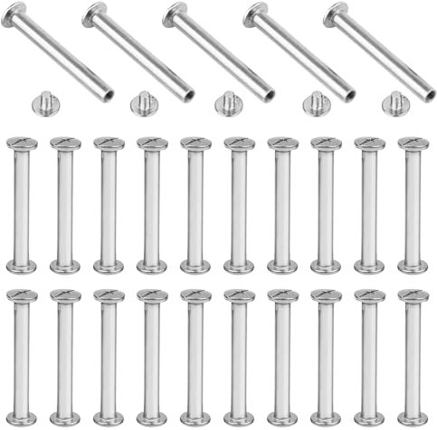 25 Satz Chicago Buchschrauben,Cosswe Binding Schrauben kit Buchschrauben Set M5 X 35mm Metall-Rundkopf für DIY Leder Dekoration,Bookbinding,Buchbinderei