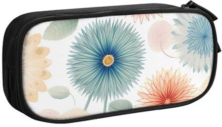 Dahlia Flower_Proc Trousse à crayons avec fermeture éclair lisse Grande trousse à crayons portable Sac de rangement pour fournitures scolaires et maquillage, Noir , Taille unique, Trousse de beauté