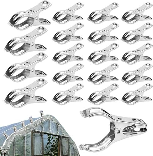 Gartenklammern Gewächshausklammern | Netz-Garten-Gewächshausklemmen, Robustes Metall-Gartenklammer-Set, Pflanzennetz aus Edelstahl
