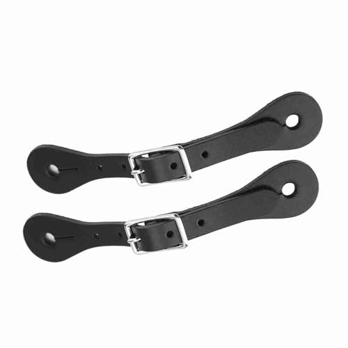 Brrnoo Sporen-Set Zum Reiten, Handgefertigter Reiter-Sporenriemen aus Echtem Leder für Herren, Schlichtes, Aber Elegantes Design, Verstellbare Metallschnalle, mit Reitstiefeln und (Black)