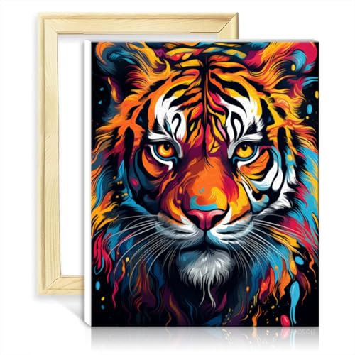 LiHEQING Ölgemälde, wilder Löwe, Ölgemälde-Set für Kinder, Leinwand, Wanddekoration für Zuhause, Geschenk für Erwachsene und Kinder, ohne Rahmen (60 x 75 cm)