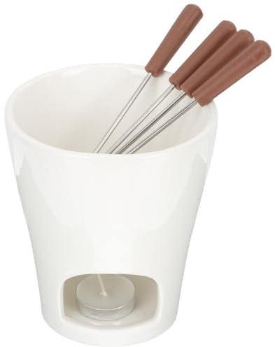 Ciieeo Caquelon à Fondue En Céramique 1 Ensemble Fourchettes Et Brûleur à Bougie Service à Fondue Pratique Pour Fromage Et Chocolat Accessoire Cuisine Pour Soirées Entre Amis