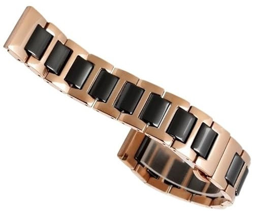 Cinturino for orologio in ceramica con fibbia pieghevole in acciaio inossidabile Bracciale di ricambio universale for donna da uomo adatto for accessori for orologi da polso da 16 mm 18 mm(Rose gold b