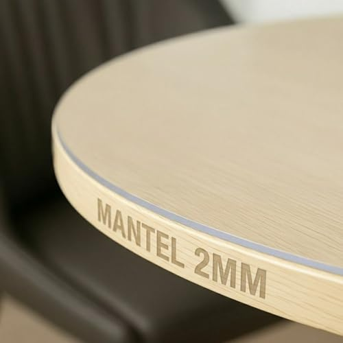 Trente Nappe Transparente Ronde 130 cm Ø – Épaisseur 2mm – Protection de Table Anti-Tache avec Bords Inclinés – Toile Cirée Lavable et Résistante – Nappe Plastique pour Intérieur et Extérieur