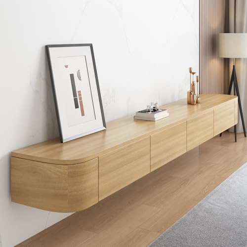 Modernt vitt Lowboard TV-stativ för vardagsrum sovrum och matsal väggmonterad elegant design 140 x 24 x 20 cm (träfärg 1)