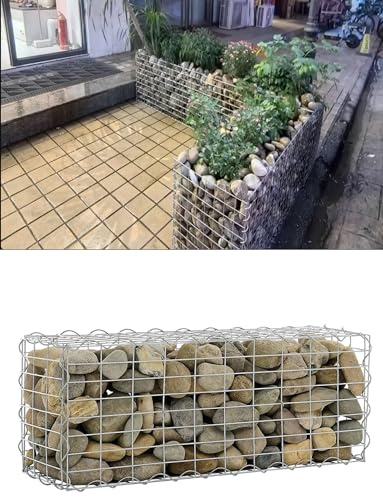Easy-Assembly Gabion Basket Kit with Cover - Galvanized Steel Mesh Cages for Stone Rocks, Garden Walls & Landscape Edging​(4x4in,19.7x39.4x78.7in)