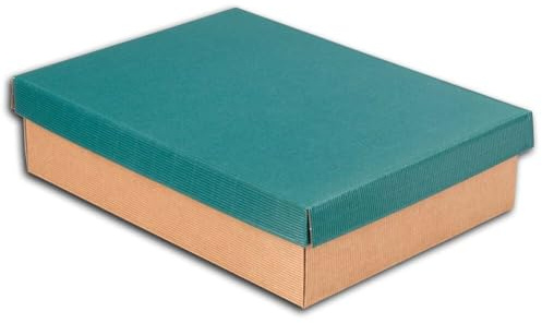 3er Geschenkkarton mit Stülpdeckel, 36 x 27 x 9 cm, Tannengrün/Natur, 25 Stück