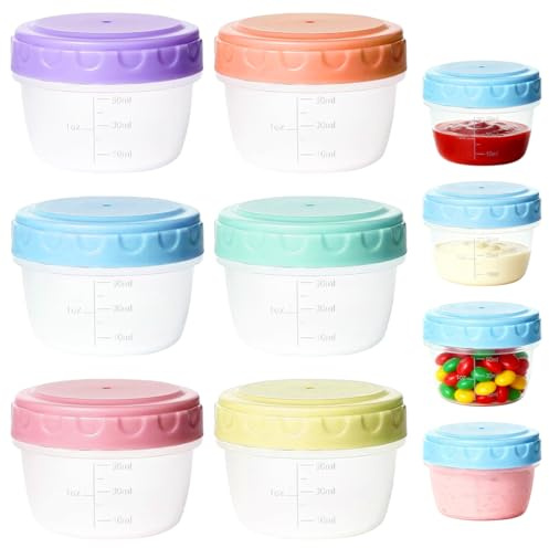 6 Pezzi Contenitori Ermetici per Alimenti Piccoli,50ml/2oz Contenitori Piccolo per Alimenti con Coperchio,Mini Contenitore per Cibo,Contenitore di Plastica Piccoli per Freezer per Salse,Marmellate