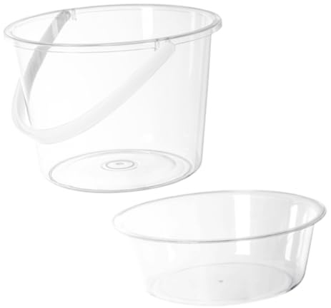 BCOATH Cubos Transparentes con Asas Cubo para Lavar Cara Cubeta para Baño Multifuncional Portátil y Fácil de Transportar para Lavado Facial y Pies el Hogar