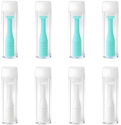 8 Stück Kontaktlinsen Sauger, Kontaktlinsen Entferner Silikon Kontaktlinsenentferner Tragbar Hart Linsenentferner mit Aufbewahrung Etui für Weiche und Harte Linsen Reisen und Alltag（Weiß,Grün)