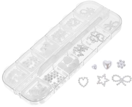 LIFKOME Perlas para Adornar Uñas Diseño Estereoscópico de Perlas Color Marfil, Caja de 1, Fáciles de Usar para Manualidades y Diseño Creativo de Uñas