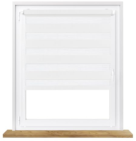 Fenster DEKOR - Rollos für Fenster Weiß - Klemmfix Rollo ohne Bohren B49 x H150 cm - Doppelrollo mit Stoffbreite 49 cm - Blickdichte Rollos, einfach zu montieren