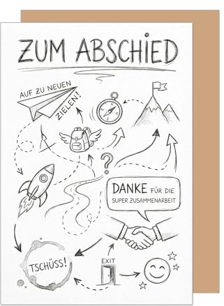 Edition Seidel Premium Glückwunschkarte zum Abschied mit Umschlag. Abschiedskarte Karte Grußkarte Spruch Sprüche Ruhestand Job Jobwechsel Tschüss Arbeit neue Ziele Kollegen Mann Frau (AS201 SW026)