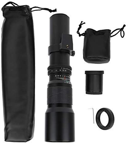 ZPLKKYGR Teleobjetivo de Enfoque Manual de 500 mm F8‑F32 con teleconvertidor 2X para Montura OM (Negra)