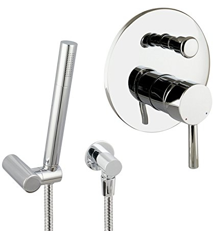PaulGurkes Unterputz Armaturen Set für Badewannen ohne Einlauf rund Einhebelmischer Einhand Mischbatterie Wandanschlussbogen Brausehalter Handbrause UP Montage kombinierbar