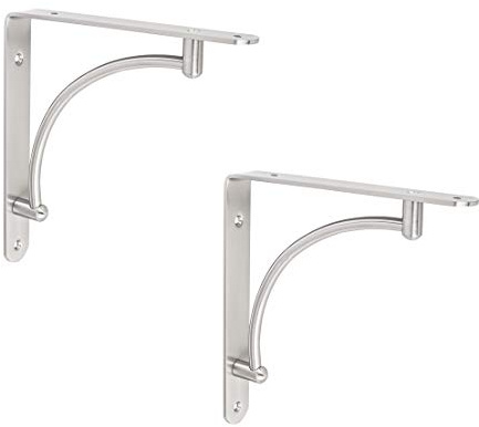 Gedotec Design Garderoben-Konsole Winkel Regalkonsole Metall Regalträger Stahl massiv - PORO | Wand-Garderobe Edelstahl Finish | Tragkraft 40 kg | 2 Stück - Wandwinkel für Flur - Diele & Küche uvm.