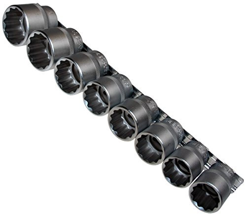 Steckschlüsseleinsätze 1/2 (12.5 mm) Antrieb Stecknuss Nuss Schraubenschlüssel VIELZAHN 12-KANT bzw. Zwölfkant 1/2 (12.5mm) Antrieb 20, 21, 22, 23, 24, 27, 30, 32 mm, 8-tlg.