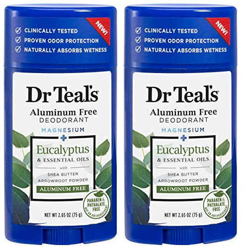 Dr. Teals Eucalyptus Deodorant Gift Set (2 Pack, 2.65oz Ea.) - Eucalyptus Essential Oils with Shea Butter & Arrowroot Powder - Aluminum, Paraben, & Phthalate Free - Dermatologist Tested