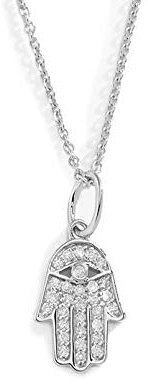 Brandlinger ® Atelier Goldkette Damen mit Anhänger Hamsa aus vergoldetem 925 Sterling Silber mit Zirkonia Steinen. Halskette mit Länge 40 cm + 5 cm