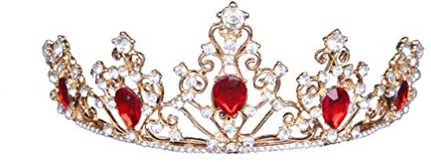 Minkissy rote Rhinestonekrone Kristallhochzeits-Tiara-Festzug-Tiara-Kronprinzessin-Tiara-Königinkrone für Braut