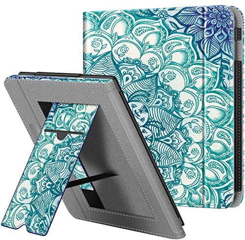 Fintie Hülle kompatibel für Tolino Vision 5 2019 / Kobo Libra H2O - Kickstand Schutzhülle mit Kartenfach Handschlaufe und Auto Sleep/Wake Funktion, Smaragdblau