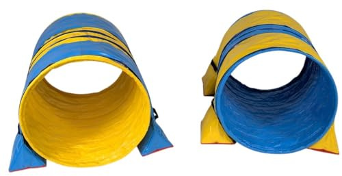 Callieway Hoopers Agility Tunnel Set Profi – Orig Tunnel Set per JAD (2 pezzi) per Hoopers & JAD Dog Sport (80 cm Ø 100 cm di lunghezza, blu/giallo)
