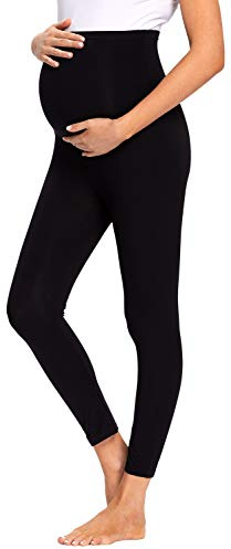 JMITHA Leggings Premaman, Estivi Lunghi Pantacollant Gravidanza Basic Pantaloni Morbido Cotone Elasticizzato Collant Pesanti Casual Leggings Pantaloni Premaman Donna Sottile (Nero, M)