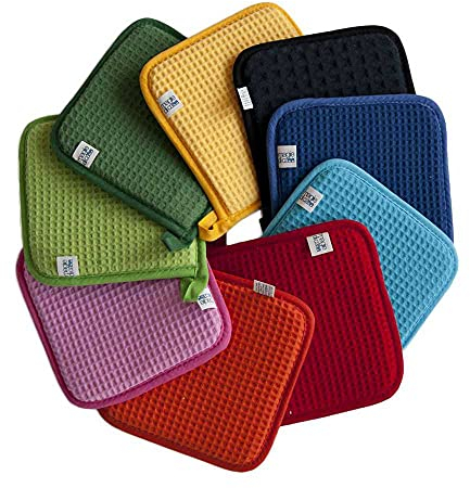 Confezione 7 presine in nido d'ape ZANZIBAR Made in Italy (Quadrata 18x18 cm,) (colori assortiti)