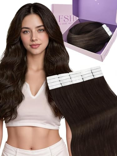 Fshine Tape in Extensions Echthaar Dunkelbraun 30cm 30g Extensions Tape | Echthaar Extensions Tape, einfache Anwendung, natürliche Haarintegration, für Alltag und besondere Anlässe