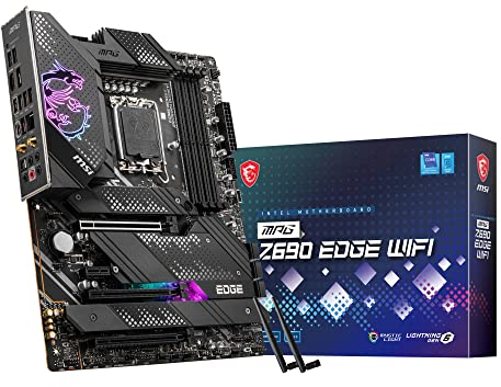MSI MPG Z690 EDGE WIFI Gaming Mainboard ATX, unterstützt Intel Core Prozessoren 12. Generation, LGA 1700, Direct 16 Phase VRM 75A, DDR5 Memory Boost 6400+MHz/OC, 1x PCIe 5.0 x16, 4x M.2 Gen4, Wi-Fi 6E