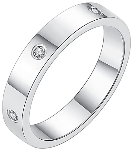Gleamart Anello dell'amicizia in Acciaio Inox con Zirconia cubica per Donna, Acciaio Inossidabile, Argento