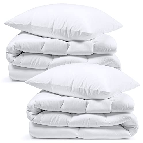 Ganzjahresdecke Bettdecke Set: 2 Stück 135x200 + 2 Stück 80x80 cm - Bettdecken Duvet Bett Decke Steppdecke Schlafdecke Steppbettdecke Quilt mit Füllung aus Microfaser weiß Oeko-Tex-Zertifikat