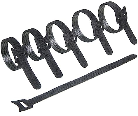 100pcs in Tidy Box, Reusable Cable Ties, Black Strong Adjustable Hook and Loop Cable Fastening Straps, Tidy Wraps, Wire Tie, Cable Organiser for Offices, Home, USB Data Cables Management, 150x12mm