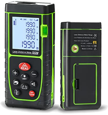 Laser Measure Device Measuring range 40 m Laser tape measure ±3mm Accuracy, with M/In/Ft Unit Electronic Digital Lazer Measurement Tool, Angle Sensor, Backlit Led, IP54 Waterproof,One Bubble Level