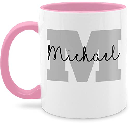 Tasse Tassen 325ml - Anfangsbuchstabe - Anfangsbuchstaben Name I Persönliches Geschenk Personalisiert mit Namen bedrucken I Initialen I Custom Buchstabe I Wunschname - 325 ml - Rosa - tee