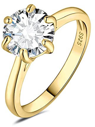 JewelryPalace 1ct 2ct 3ct Rundschliff Zirkonia Solitär Promise Ring Damen, Schmuck Set, Verlobungsring Damenring Silber 925 mit Stein Frauen, Simulierte Diamant Eheringe Silberringe Rosegold Gold